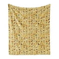thumbnail image 1 of Egyptian Print Soft Flannel Fleece Blanket, Colorful Hieroglyphics on Papyrus Old Paper Style Background Cairo Culture, Cozy Plush for Indoor and Outdoor Use, 50" x 70", Multicolor, by Ambesonne, 1 of 5
