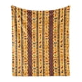 thumbnail image 1 of Egyptian Print Soft Flannel Fleece Blanket, Hieroglyphs and Floral Geometric Ornament Border Aged Paper Style Backdrop, Cozy Plush for Indoor and Outdoor Use, 60" x 80", Multicolor, by Ambesonne, 1 of 5