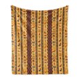 thumbnail image 1 of Egyptian Print Soft Flannel Fleece Blanket, Hieroglyphs and Floral Geometric Ornament Border Aged Paper Style Backdrop, Cozy Plush for Indoor and Outdoor Use, 70" x 90", Multicolor, by Ambesonne, 1 of 5