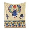 thumbnail image 1 of Egyptian Print Soft Flannel Fleece Throw Blanket, Antique Historical Culture of Scarab Eye Ornaments, Cozy Plush for Indoor and Outdoor Use, 60" x 80", Multicolor, by Ambesonne, 1 of 6