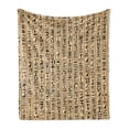 thumbnail image 1 of Egyptian Print Soft Flannel Fleece Throw Blanket, Hieroglyphs Grunge Pattern on Stripes Archeology History Language, Cozy Plush for Indoor and Outdoor Use, 60" x 80", Sand Brown Black, by Ambesonne, 1 of 5