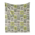 thumbnail image 1 of Egyptian Print Soft Flannel Fleece Throw Blanket, Historical Papyrus Manuscripts Inspired Hieroglyphs Animals, Cozy Plush for Indoor and Outdoor Use, 50" x 70", Reseda Green, by Ambesonne, 1 of 5