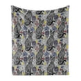 thumbnail image 1 of Egyptian Print Soft Flannel Fleece Throw Blanket, Vintage Cat with Various Ornaments Hearts Cherries Eyes Theme, Cozy Plush for Indoor and Outdoor Use, 70" x 90", Multicolor, by Ambesonne, 1 of 6