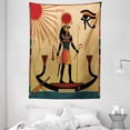 thumbnail image 1 of Egyptian Print Tapestry, Sun Old Egyptian Timeless Grace Tradition Illustration, Wall Hanging for Bedroom Living Room Dorm Decor, 60" X 80", Red Brown, by Ambesonne, 1 of 1