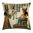 thumbnail image 1 of Egyptian Print Throw Pillow Cushion Cover, Old Papyrus Depicting Queen Nefertari Historical Empire Artwork, Decorative Square Accent Pillow Case, 26" X 26", Beige Orange, by Ambesonne, 1 of 1