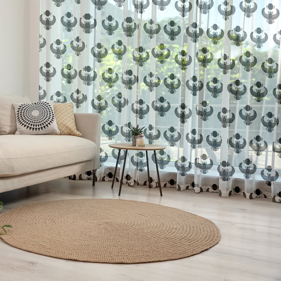 Egyptian Print Tulle Curtains with Rod Pocket, Beetle Scarab Silhouettes Folkloric Fantasy Bug Insect with Wings Art, Sheer Drape for Wedding Party 2 Panels, 7 Sizes, Black White, by Ambesonne