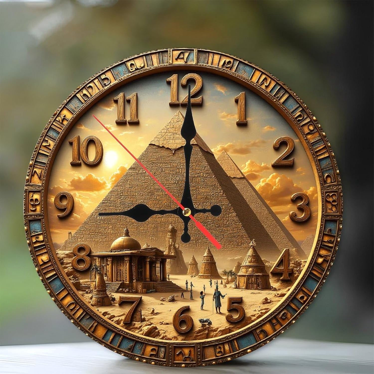 Egyptian Pyramid Antique Clock Wall Decor 10-Inch Wooden Wall Clock ...