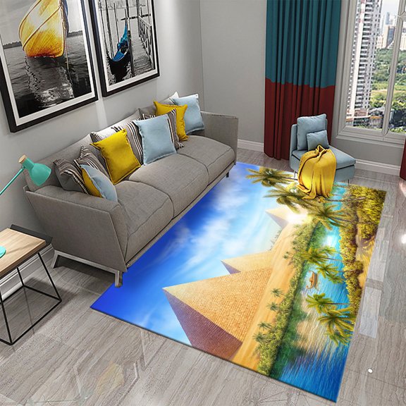 Egyptian Pyramid Carpet Desert Camel Pattern Rug Non Slip Comfort Yoga Mat Floor Carpet Home r Living Room Bedroom Bathroom