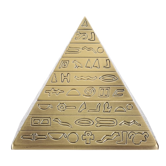 Egyptian Pyramid Statue Metal Ashtray with Cover Mini Pyramid Model Figurine Sculpture Home Decor for Desktop Shelf Bronzed