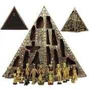 Egyptian Pyramid Statue With 16 Miniature Gods Anubis Osiris Isis Maat Bastet