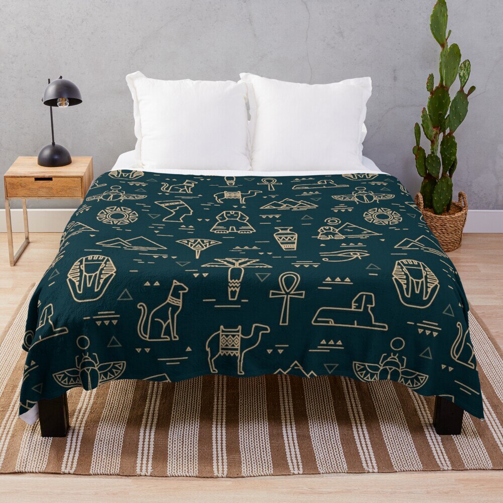 Egyptian Pyramids Blanket Ancient Egypt Tribe Exotic Retro Egyptian