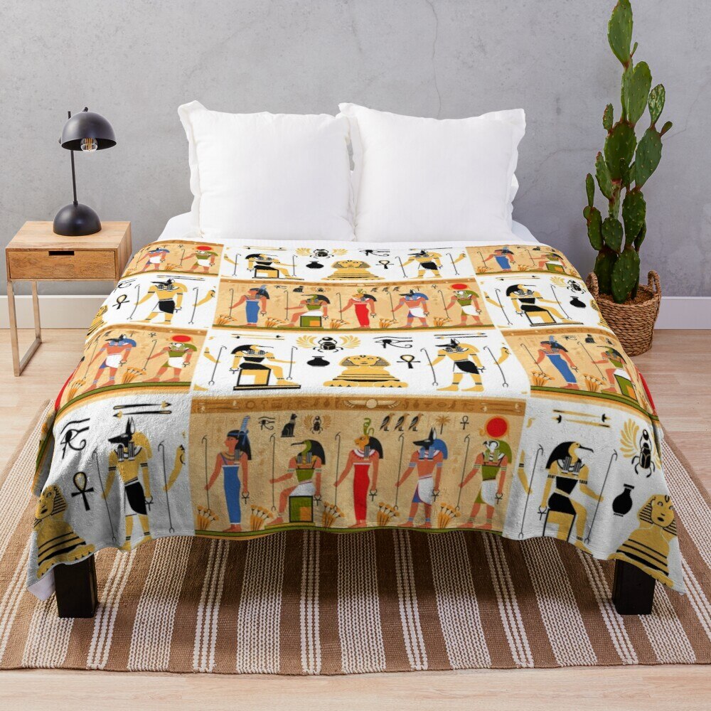 Egyptian Pyramids Blanket Ancient Egypt Tribe Exotic Retro Egyptian