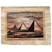 Egyptian Pyramids Printing - Giza Pyramid, Seven Wonders of The World on Authentic Original Handmade Papyrus, Office & Home Decor Wall Art 17x13 inches