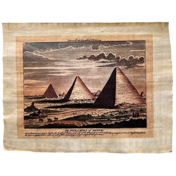 Egyptian Pyramids Printing - Giza Pyramid, Seven Wonders of The World on Authentic Original Handmade Papyrus, Office & Home Decor Wall Art 17x13 inches