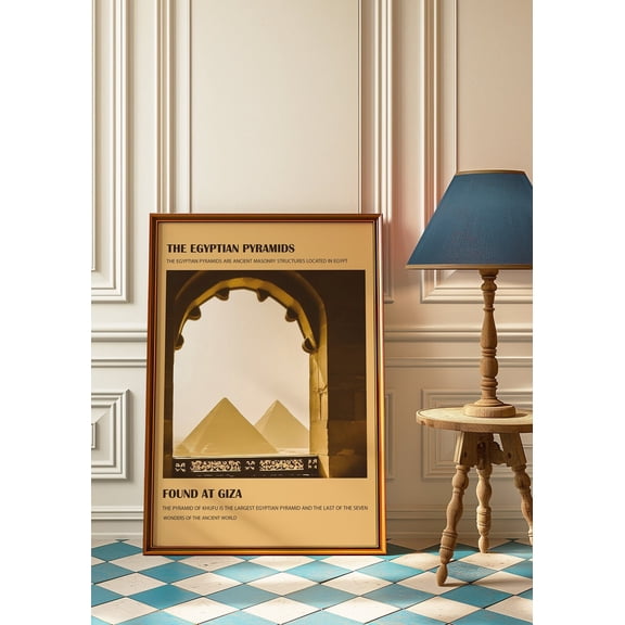 Egyptian Pyramids of Giza 7 Wonders Ancient World, Unframed Poster