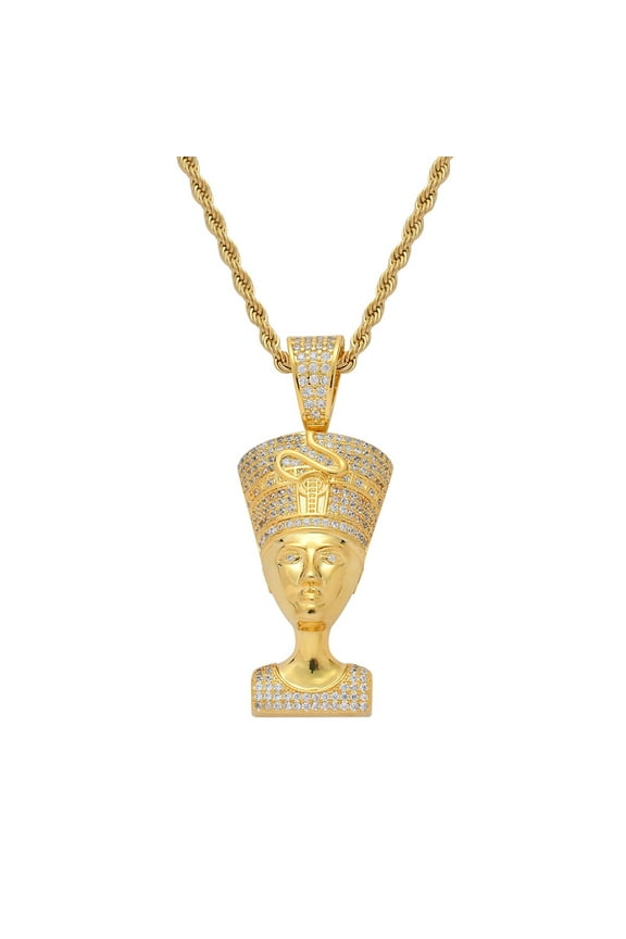 Egyptian Queen Nefertiti 14K Yellow Gold Pendant Necklaces Women Men Jewelry Silver Color/Gold Color Jewellery African
