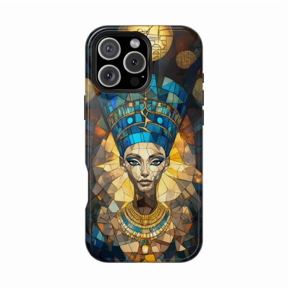 Egyptian Queen Stained Glass Teal Portrait Art Case with iPhone 17 to ...