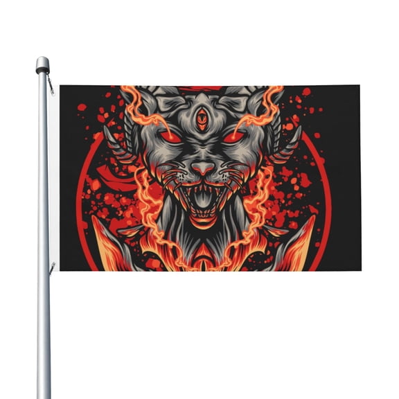 Egyptian Satanic Cat Fire Flag 3X5 Ft Garden Yard House Flags Banner Sign Outdoor Indoor Party Home Garden Decoration