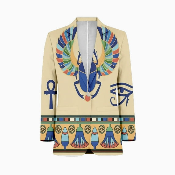 Egyptian Scarab Print Customized Men's Suits full man Shawl Collar Gentleman Suits for Wedding Business