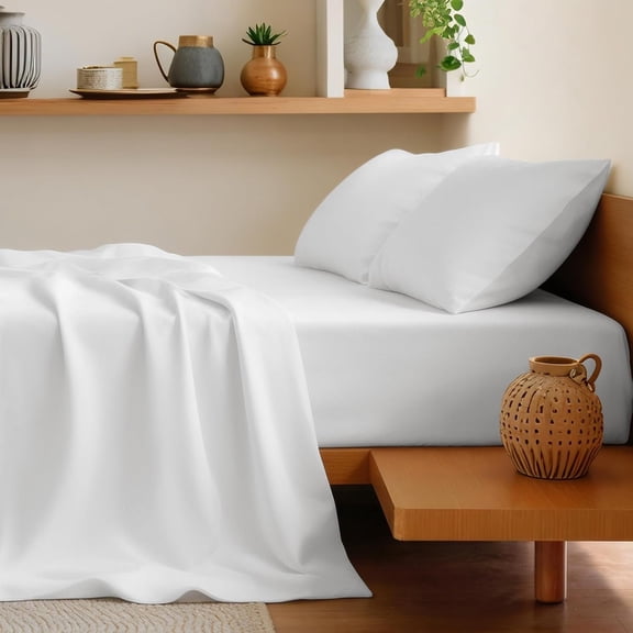 Egyptian  Sheets  Size - 600 Thread Count Sheets, Ultra Soft Breathable Sheet Sets, Hotel Quality Sateen Weave, 16" Deep Pocket - 4 count (White,)