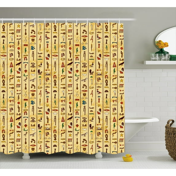 Ambesonne Egyptian Shower Curtain, Colorful Papyrus, 69"Wx70"L, Multicolor