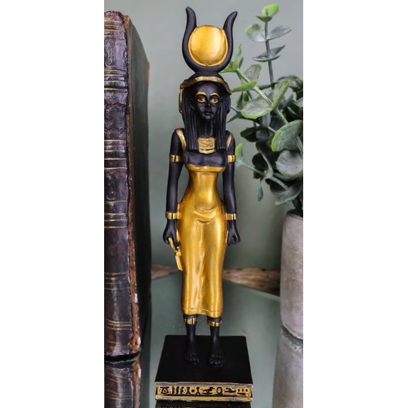 Egyptian Standing Goddess Of Magic And Healing Ra Isis With Sun Disc Figurine