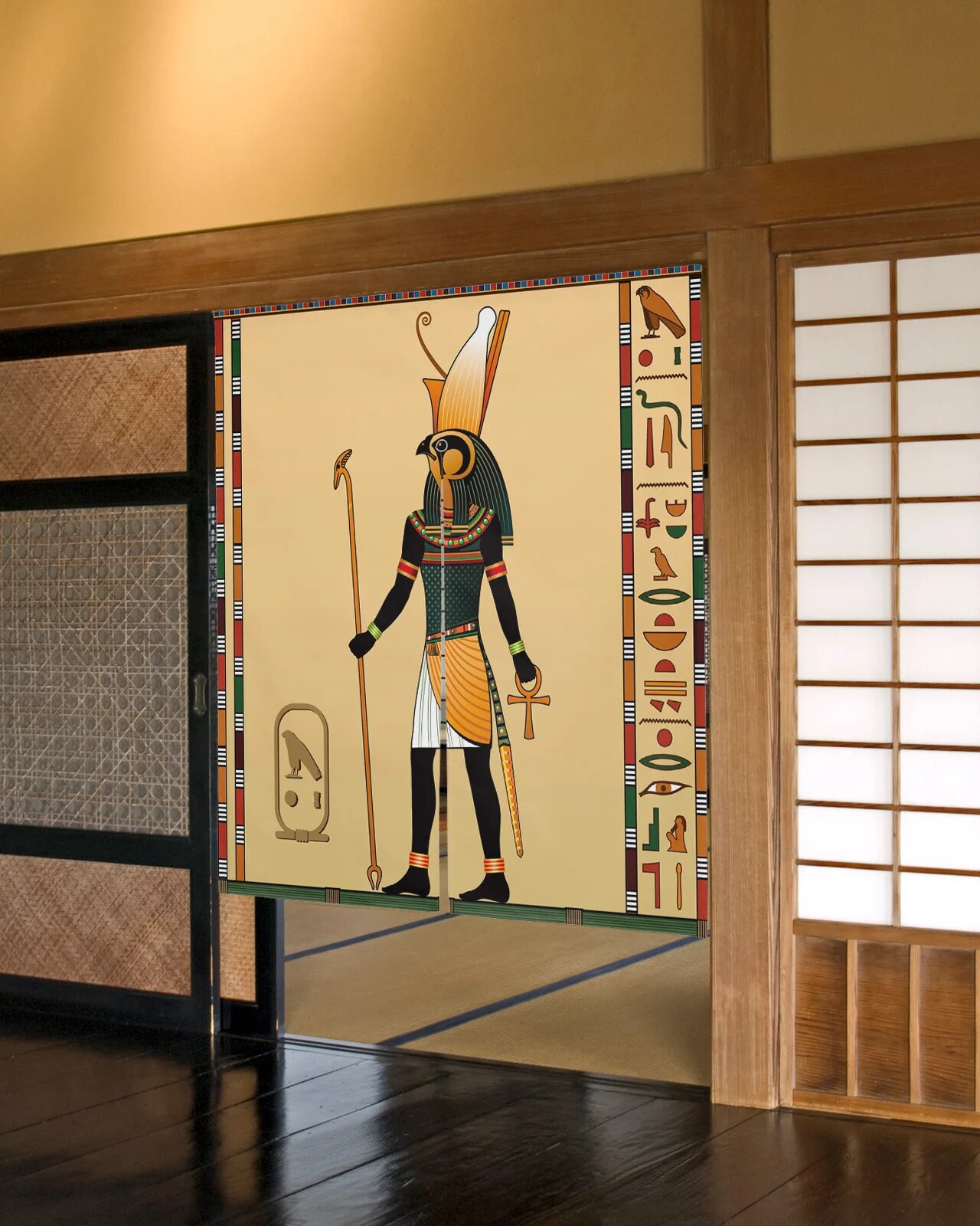 Egyptian Symbols Door Curtain Egypt Hieroglyphs Doorway Hanging Curtain