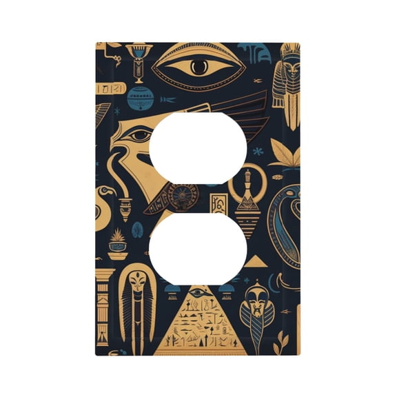 Egyptian Symbols Hieroglyphs Mascots Vintage Duplex Wall Plate 1 Gang Decorative Electrical Outlet Light Switch Cover Switchplate