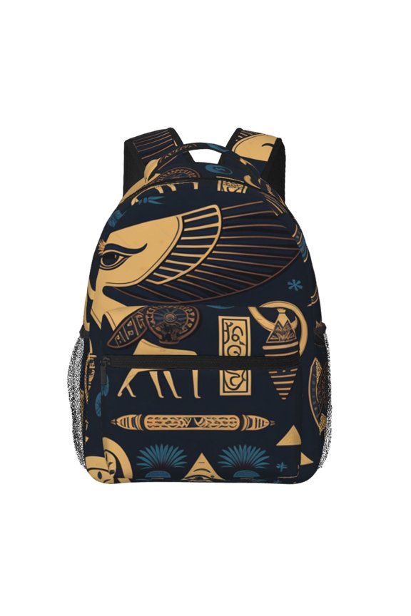 Egyptian Symbols Hieroglyphs Mascots Vintage Laptop Backpack Travel Rucksack for Teens Adults, Fits 15-inch Notebook