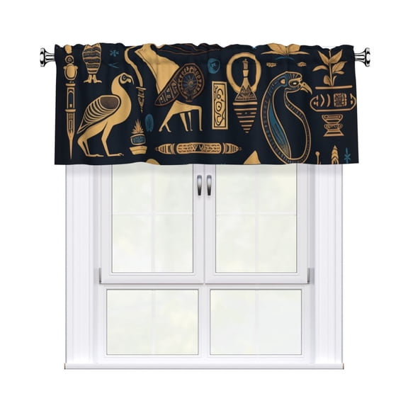 Egyptian Symbols Hieroglyphs Mascots Vintage Window Valances Rod Pocket Decorative Curtain Valance for Bathroom Bedroom Living Room 54 x 18 in, 1 Panel