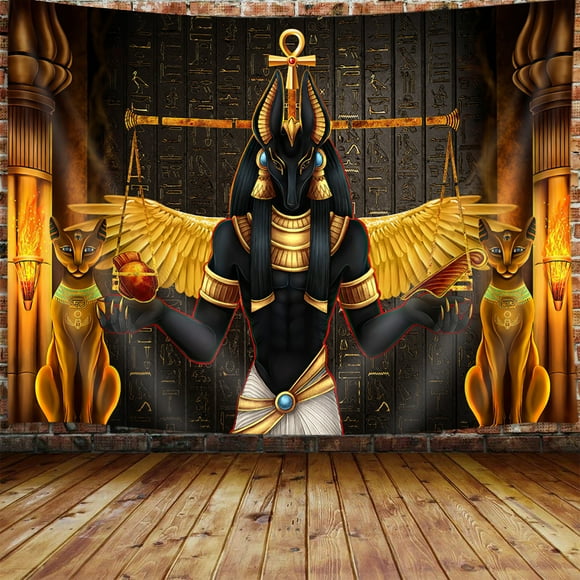 Egyptian Tapestry, Ancient Egypt Civilizations Anubis Thoth Tapestry Wall Hanging For Bedroom, Tapestries Poster Blanket College Dorm Home Decor 60X40Inches