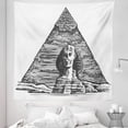 thumbnail image 1 of Egyptian Tapestry, Sketch Art of Sphinx and the Pyramid Old Empire Historical, Fabric Wall Hanging Decor for Bedroom Living Room Dorm, 5 Sizes, Charcoal Grey White, by Ambesonne, 1 of 1
