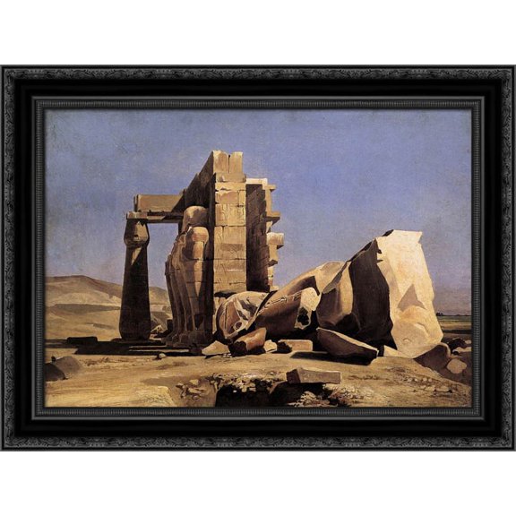 Egyptian Temple 24x19 Black Ornate Wood Framed Canvas Art by Gleyre, Charles