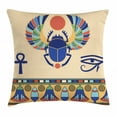 thumbnail image 1 of Egyptian Throw Pillow Cushion Cover, Ancient Antique Historical Culture Icon of Scarab Eye of Ra Horus with Ornaments, Decorative Square Accent Pillow Case, 24 X 24 Inches, Multicolor, by Ambesonne, 1 of 2