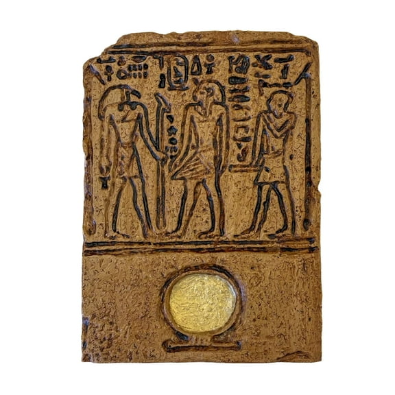 Egyptian Wall Relief Plaque Thoth, Anubis & Pharaoh Handmade Mythological Decor 21x15cm Museum-Inspired Art