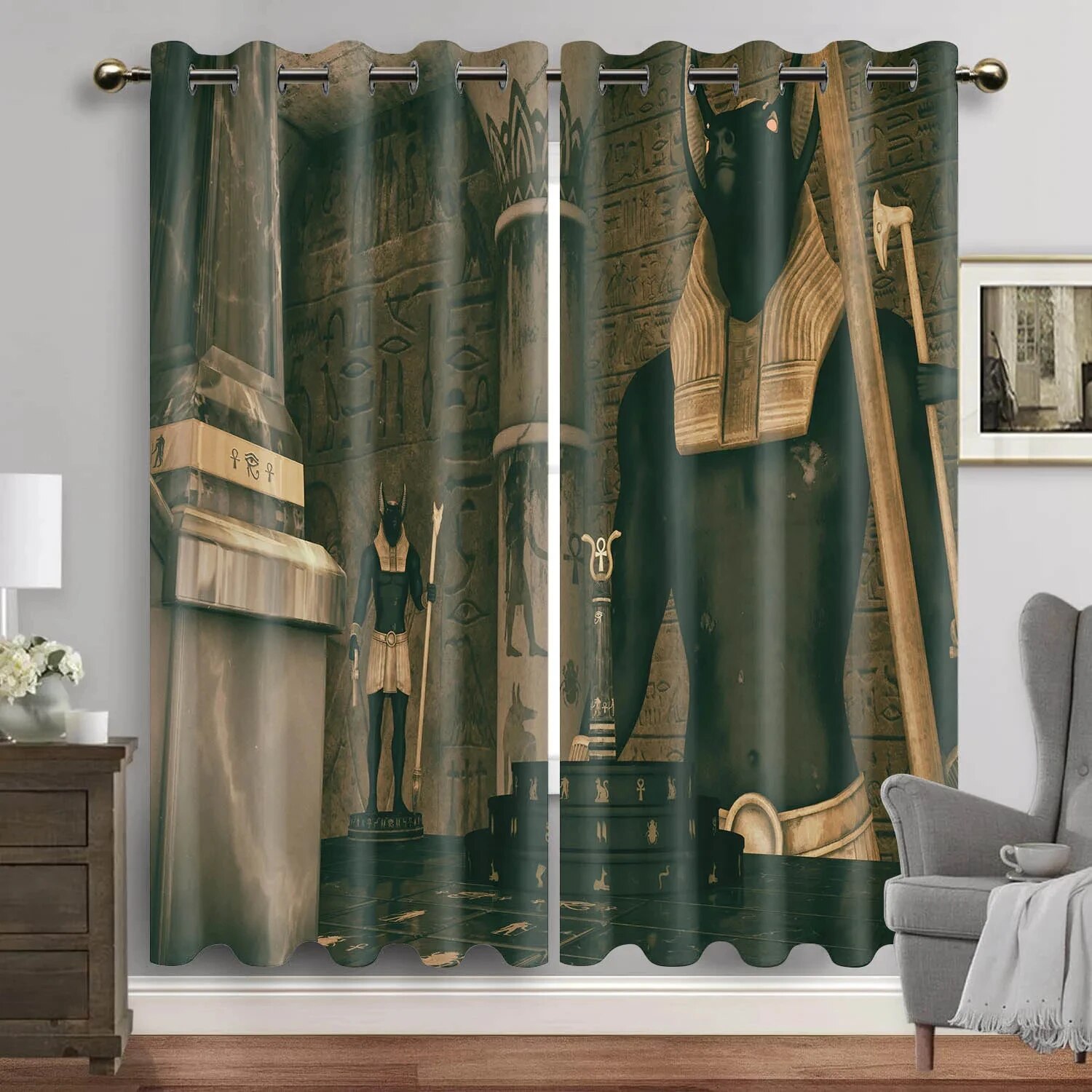 Egyptian Window Curtains for Living Room Egypt Hieroglyphics Old