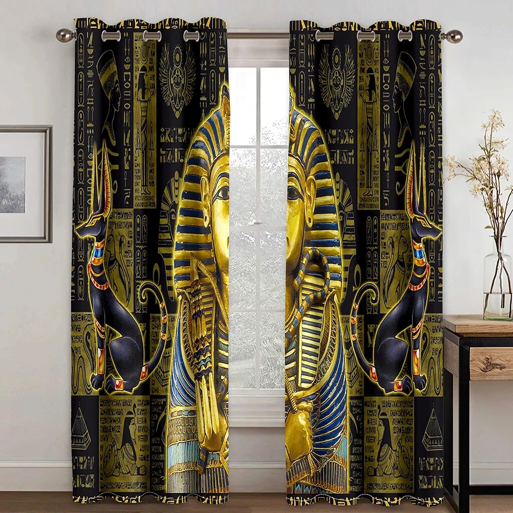 Egyptian Window Curtains for Living Room Egypt Hieroglyphics Old