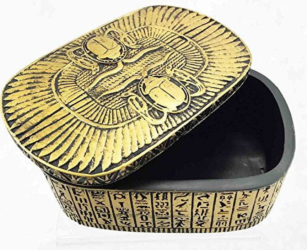 Egyptian Winged Scarab Ra Solar Amulet Hieroglyph Beautiful Jewelry Box Trinket