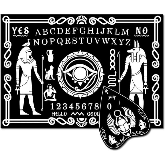 Egyptian Wooden Spirit Board Pendulum Board Dowsing Divination Kit Black Wood Talking Board Metaphysical Message with Planchette for Hunt Birthday Party Supplies 11.8X8.3 Inch DIYDIY