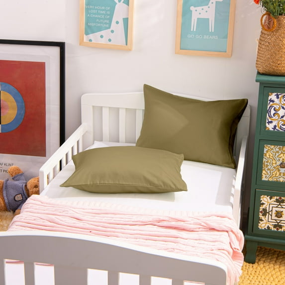 Egyptian cotton Toddler Pillowcase,Breathable and Cozy Travel Pillow Cover with Envelope Closure, 13" x 18", Khaki, 2 Pack
