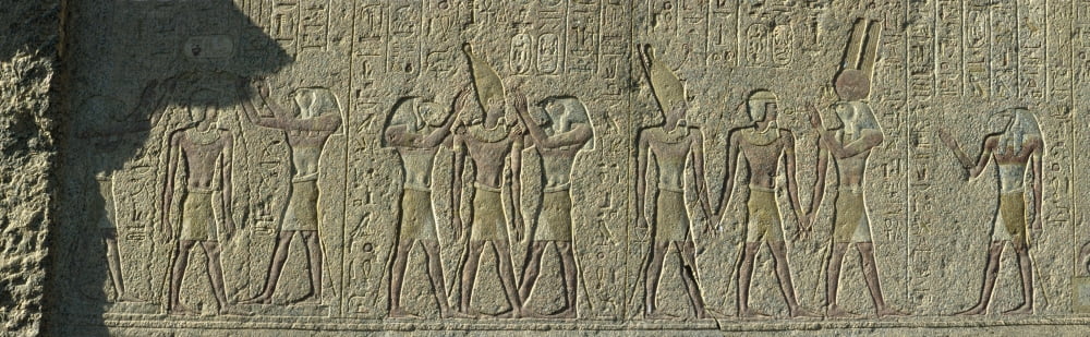 Egyptian hieroglyphs on the wall Temple of Amun Luxor Egypt Canvas Art - Panoramic Images (5 x 15)