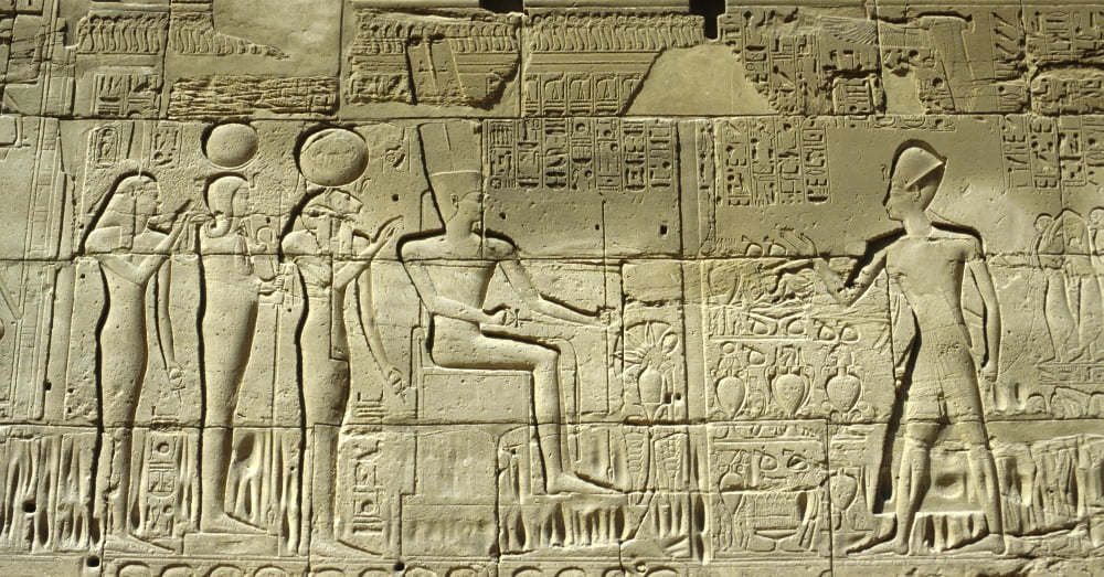 Egyptian hieroglyphs on the wall Temples of Karnak Luxor Egypt Canvas Art - Panoramic Images (12 x 24)