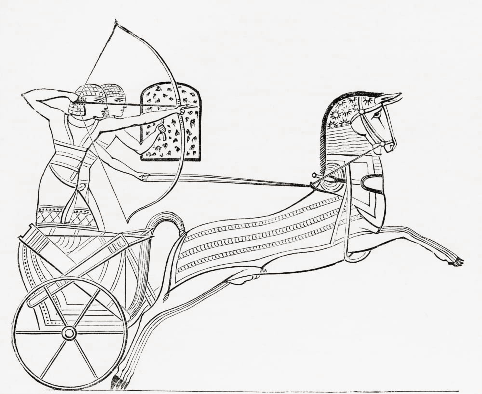 Egyptian war chariot From The Imperial Bible Dictionary published 1889 Canvas Art - Ken Welsh Design Pics (15 x 12)