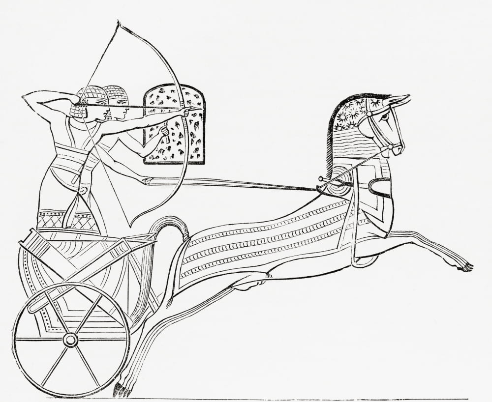 Egyptian war chariot From The Imperial Bible Dictionary published 1889 Canvas Art - Ken Welsh Design Pics (30 x 24)