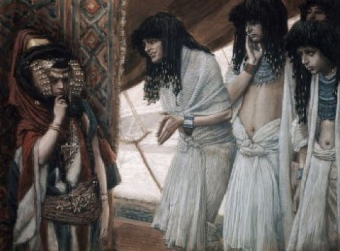 Egyptians Admire Sarahs (Sarai) Beauty James Tissot (1836-1902 French) Jewish Museum New York Canvas Art - James Tissot (24 x 36)