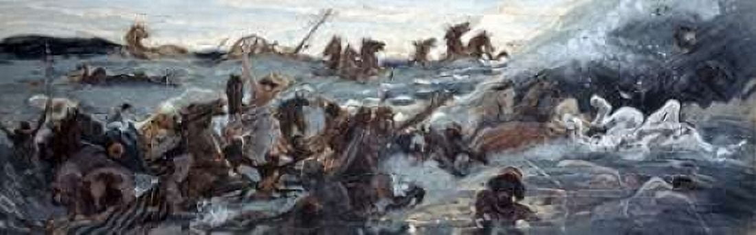 Egyptians Are Destroyed Canvas Art - James Jacques Tissot (8 x 24)