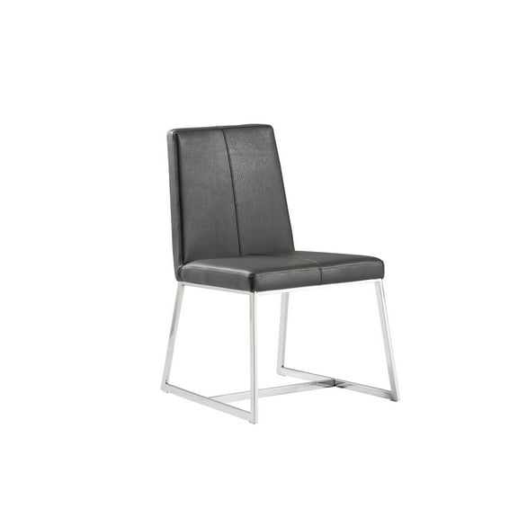 Egypto Dining Chair, Faux Leather-Color:Dark Gray,Finish:Polished Stainless Steel