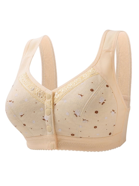 2025 Bras for Older Women Front Button Bra Convenient Snap Sleep Bra Comfortable Easy Close Sports Bras