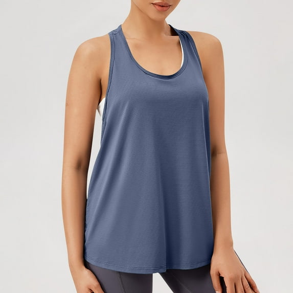 Egzmbll Solid Sport Tank Top for Women Loose Basic Athletic Tank Breathable Quick Dry Biking Wear Sleeveless Tanktop Gym Yoga Bicycling Workout Pilate Daily Wear