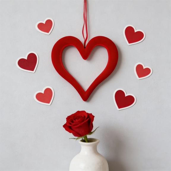 EhaayklPH Valentine's Day Decorations, Flocked Heart Wreath Red Celebrate, Soft Cozy Texture, Valentines Gift, Valentines Decor for Valentine's Day, Anniversaries 5.7in